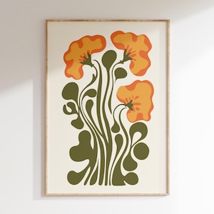 Retro Floral Art Print: 70s Flower Power (Digital Download)