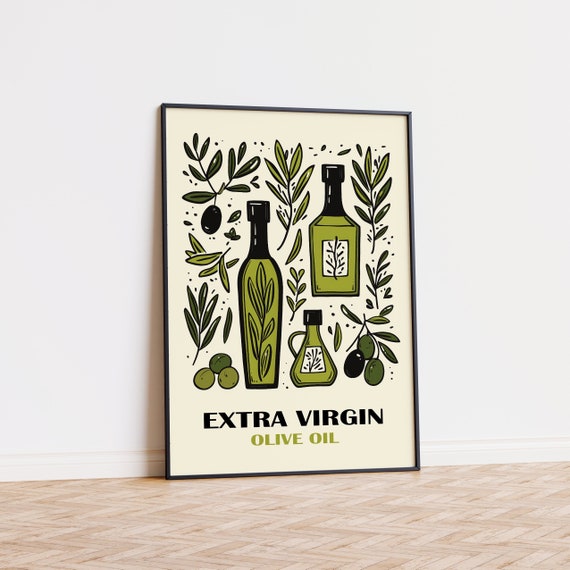 Olive Oil Print | Modern Kitchen Decor Printable | Foodie Gift | Italian Style Art