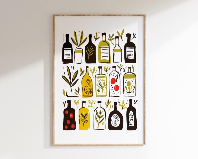 Print olijfoliefles: afdrukbare muurkunst keuken (digitale download) afbeelding 10