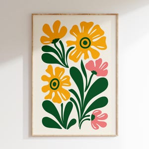 Retro Floral Art Print: 70s Flower Power Home Decor (Digital Download)