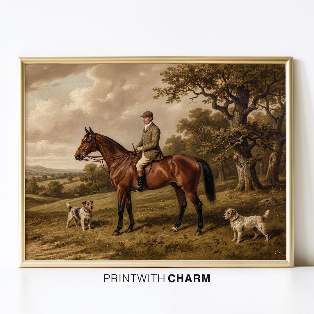 Vintage Equestrian Painting Rider Printable Wall Art Heritage ...
