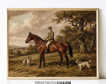 Vintage Equestrian Painting Rider Printable Wall Art Heritage Countryside Decor Posh Antique Print