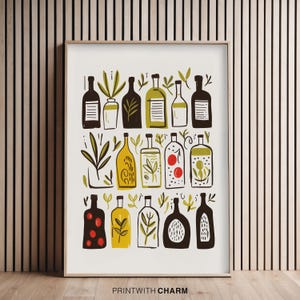 Print olijfoliefles: afdrukbare muurkunst keuken (digitale download) afbeelding 8