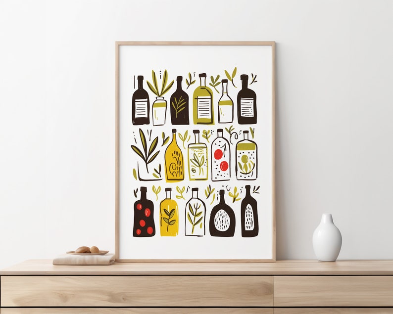 Print olijfoliefles: afdrukbare muurkunst keuken (digitale download) afbeelding 7