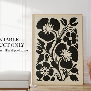 Fleurs abstraites des années 70, impression bohème, affiche florale monochrome, décoration rustique moderne (téléchargement numérique) image 6