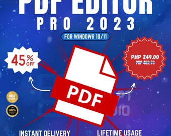 Aplicación PDF Editor Pro 2023 para Windows 10/11 / Mejor editor de PDF / Acceso de por vida / con guía de instalación