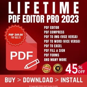 PDF Editor Pro 2023 Application for Windows 10/11 | Best PDF Editor | All-in-One Editor | Lifetime Access | with Video Guide Installation