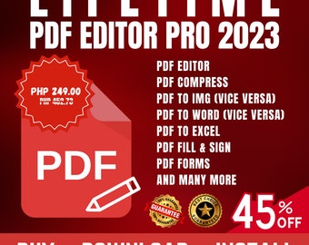 PDF Editor Pro 2023 Application for Windows 10/11 | Best PDF Editor | All-in-One Editor | Lifetime Access | with Video Guide Installation