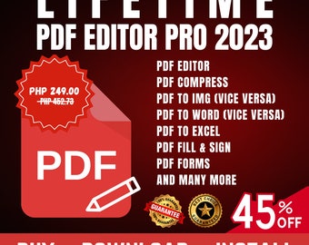 PDF Editor Pro 2023 pour système d'exploitation Windows | Meilleur éditeur PDF | Éditeur tout-en-un | Accès à vie | avec installation vidéo