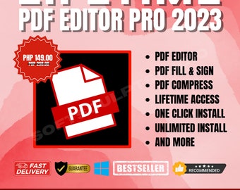 PDF Editor Pro 2023 Application | Best PDF Editor | For Windows Only | Lifetime Access | with Video Installation Guide