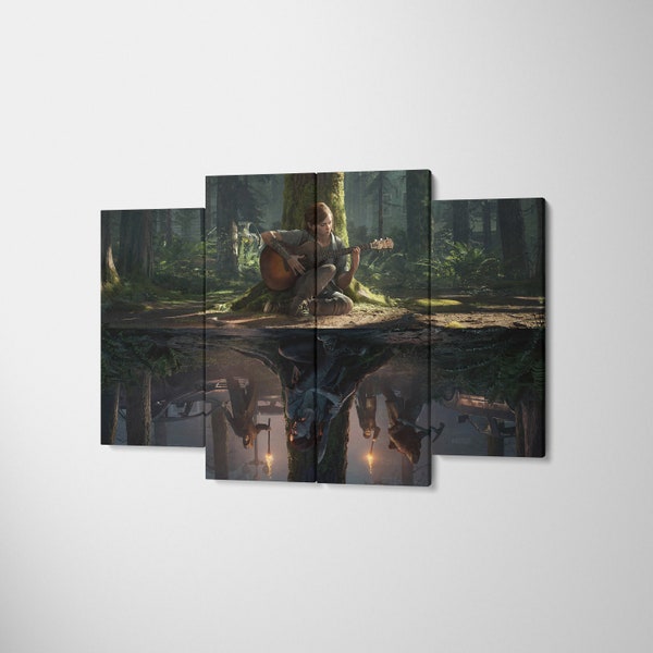 Last Of Us Part 2 Ellie Playing The Guitar Day/Night Framed Canvas