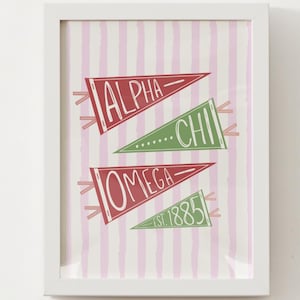 Alpha Chi Omega Dorm Print Art Pennant Trendy Digital Download Sorority Gift Art
