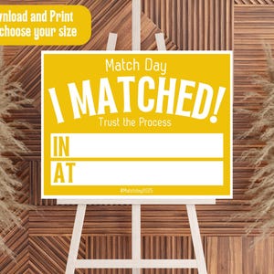 Jornada 2025, cartel de I Matched, I matched, decoración de jornada, cartel de residencia, bonita decoración de jornada, bonita jornada, cartel amarillo de jornada