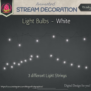 Animierte gemütliche Lichtkette | Weiße Lichterkette - Girlande | Twitch, VTuber und Youtube Light String Overlay