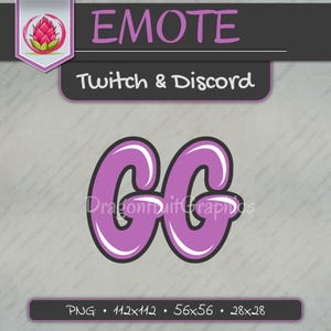 Twitch Emote GG - Good Game | Pink Custom Emote for Chats and Streams | Twitch and Discord Text Emote