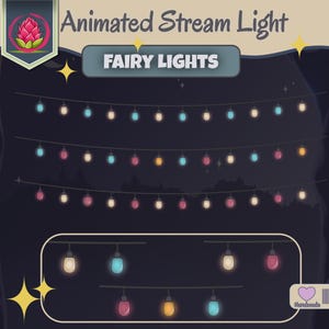 Animierter Strom Licht Dekoration | Farbenfrohe Twitch String Light Overlay, gemütliche Lichterkette für OBS, StreamLabs, Youtube, Gaming und Vtubers