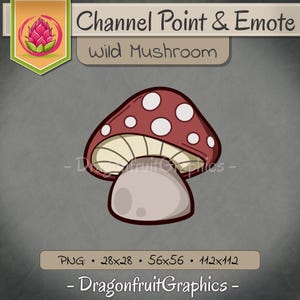 Ponto de canal do Twitch em forma de cogumelo | Ícone de emote e recompensa do Twitch | Gráfico de transmissão fofo |