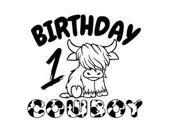 Birthday Cowboy Cow Print Birthday T Shirt