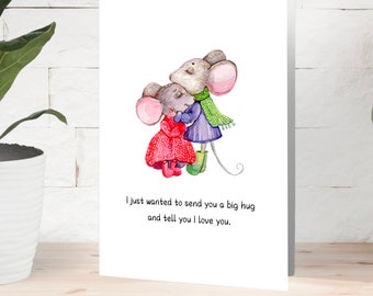 Sending Big Hug Card, Thinking of You, I love You Card, Friendship Card, I Miss You, Any Occasion, Mice, by Great Lakes Greetings