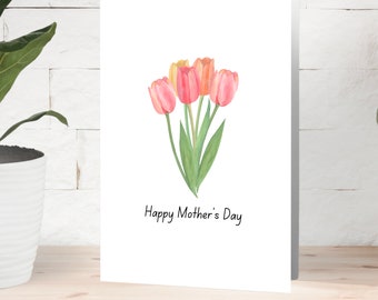 Mothers Day Card from Daughter, Son, Not With Mom Mother's Day Card, Live Far Away Mom Card, Tulips, Great Lakes Greetings