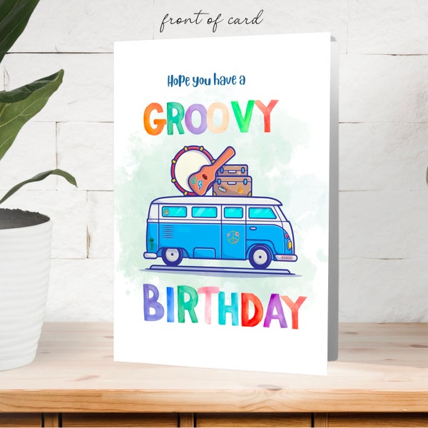 Hippie Theme Birthday Card, for her, for him, 70’s, Groovy Birthday, Fun Birthday Card, Peace, Love, by Great Lakes Greetings