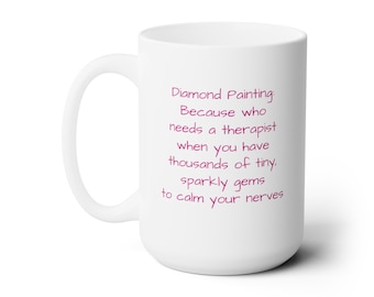 Diamant Malerei Therapie-Tasse, beruhigende funkelnde Edelsteine (15oz)