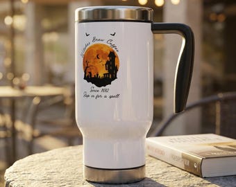 Halloween Haunted House Moon Illustration Travel Mug | 14oz Stainless