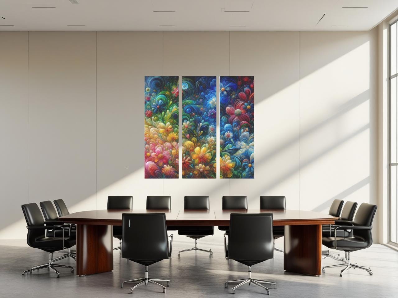 Vibrant Floral Triptych Acrylic Prints Floral Symphony by Art by Sals
