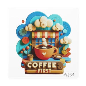 Coffee Shop Wall Art, Cozy Home Decor, Living Room Accent, Gift for Coffee Lovers, Modern Art Print
