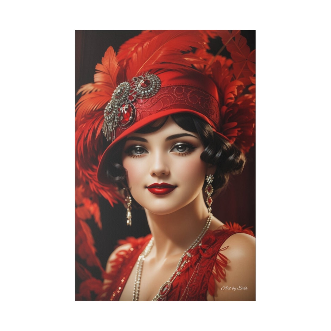 Flapper Girl Canvas Wall Art - Maisie - 1920s Speakeasy Decor - Etsy