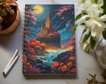 Cuaderno de espiral Aesthetic World, diario de escritura creativa (líneas rayadas), diario, bloc de notas, papelería