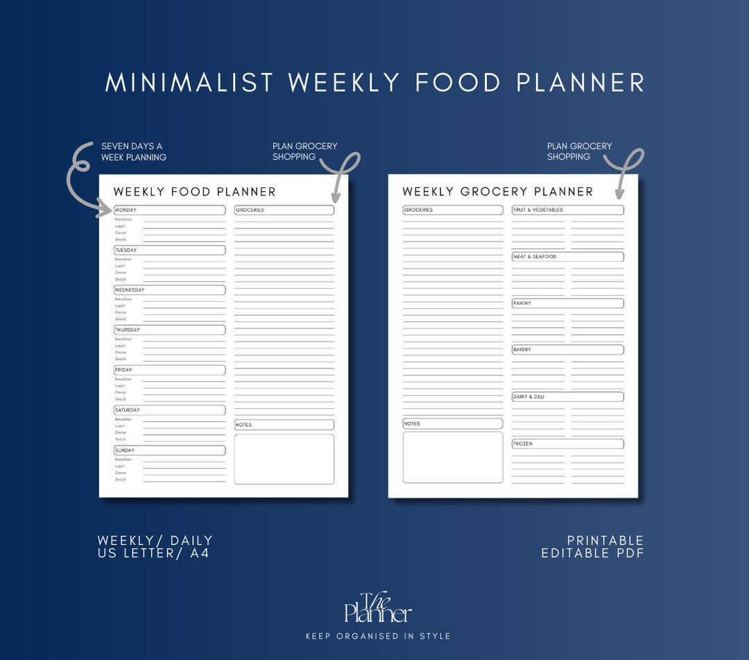Printable Weekly Meal Planner | Diet Planning | Grocery Planning ...