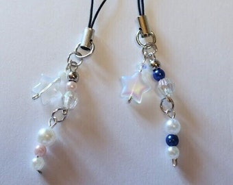 Matching phonecharms - blue and pink