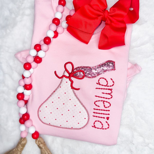 Embroidered Hershey Kiss Applique ruffle T-shirt