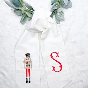 Embroidered Nutcracker Wreath Sash