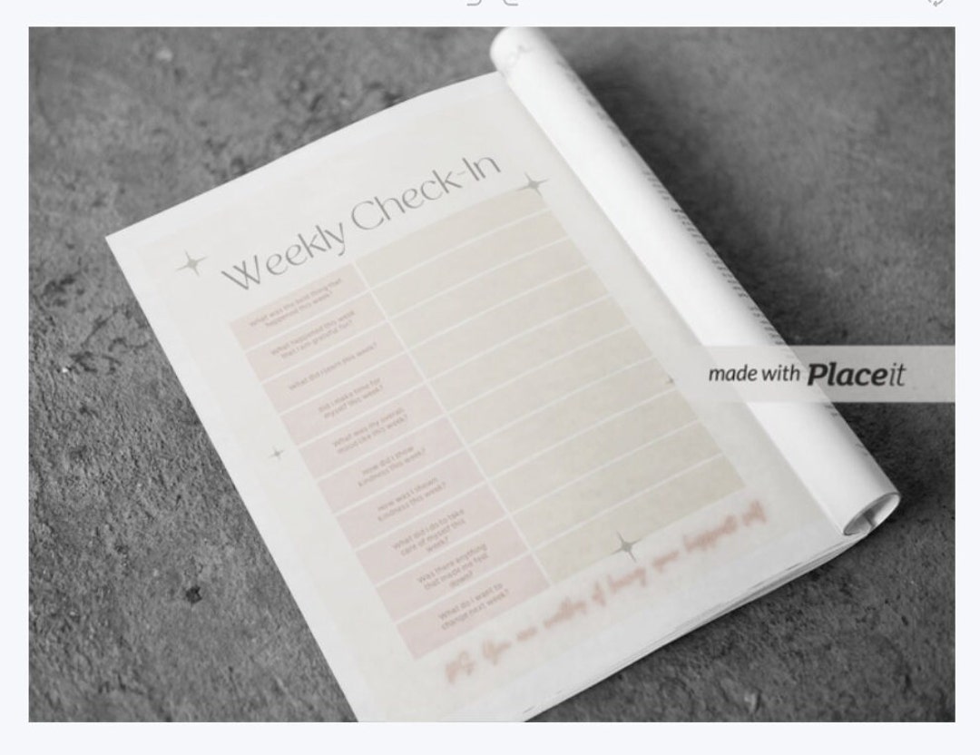 Positive Weekly Check In Weekly Check in Worksheet Gratitude Journal Page Printable Motivation ...
