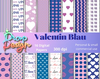 Papel digital Valentín, patrones de repetición, papel imprimible, papel scrapbooking, papel para fiesta de amor, papel para caketoppers.