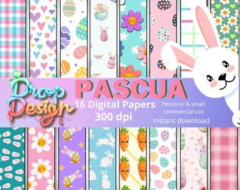 Papeles digitales de pascua ideales para la decoración de tus creaciones DIY, tu scrapbooking o tus eventos, papeles en PNG listos.