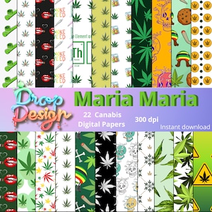 Digitales Papier Cañabais, Papier scrapbook, Papier für Album, Marihuanapapier, Papier, Fondo de Marihuana, Patrone, DESCARGA INSTANTANEA