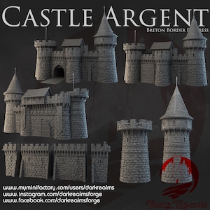 Tabletop Battle Scenery - Castle Argent Breton Border Fortress Gate - High-detail Fantasy Terrain, Essential for Wargaming / D&D