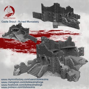 Castle Ruins RPG Terrain by Dark Realms - Castle Dracul Ruined Monastery - for D&D, Tabletop Wargaming Scenery in 15mm 28mm 32mm Scale