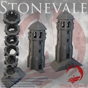 Fantasy Tabletop Terrain - Stonevale Towers RPG Scenery Tabletop Wargaming, D&D, Railroad Dioramas - 15mm 28mm 32mm scale - by Dark Realms