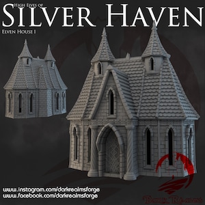 Elven House Terrain for RPG Tabletop, Silver Haven House 1 by Dark Realms Forge