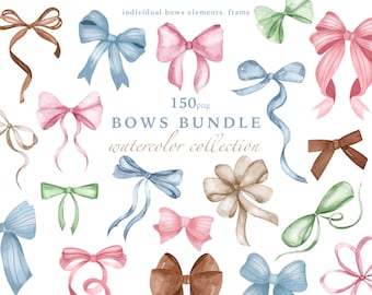 Ensemble de cliparts aquarelle de nœuds : nœuds en ruban, cadres (téléchargement numérique PNG)