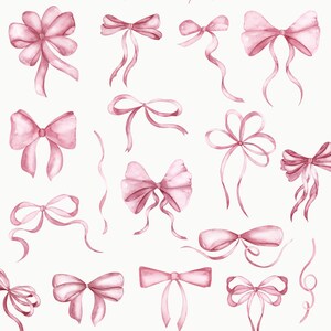 Vintage Pink Bows Clipart Watercolor Bows and Ribbons Collection Cute