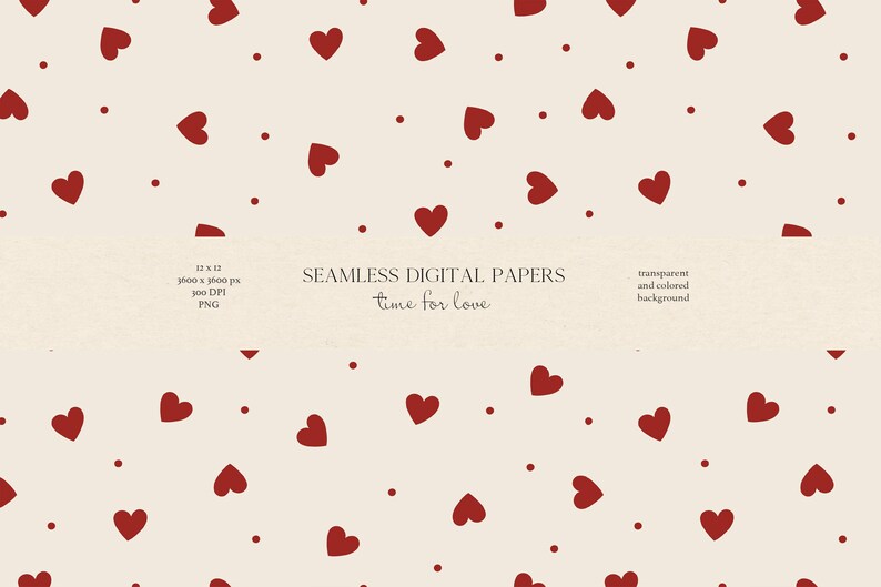 Valentine Hearts Seamless Digital Papers: Love Scrapbook (PNG) - Etsy