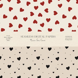 Valentine Hearts Seamless Digital Papers: Love Scrapbook (PNG) - Etsy