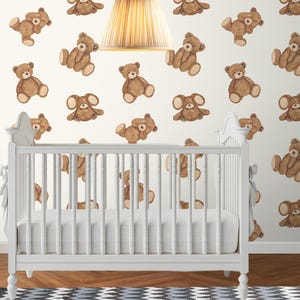 Watercolor Teddy Bear Seamless Pattern, Nursery Fabric Print (PNG Digital Download)