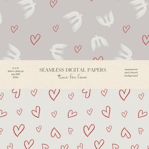 Valentine Hearts Seamless Digital Papers: Love Scrapbook (PNG) - Etsy