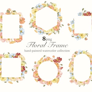 Aquarelle florale cadres Clipart, cadre fleurs sauvages, fleurs aux couleurs vives, décoration baby shower, shower de bébé, carte d'invitation mariage, fleurs cadres PNG